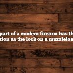 Which part of a modern firearm has the same function as the lock on a muzzleloader?